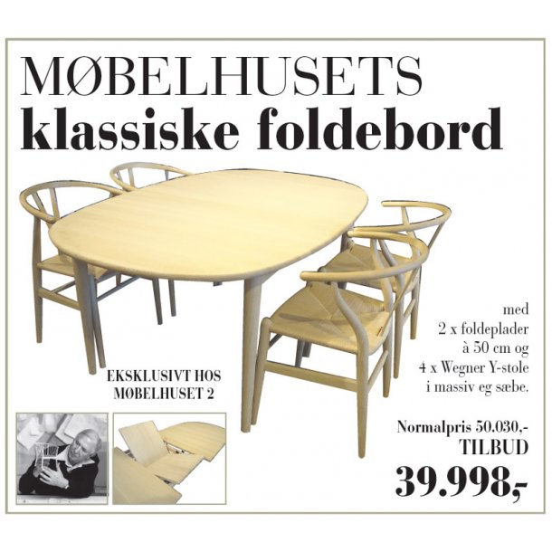Møbelhusets klassiske spisebord 4 wegner y stole i eg sæbe Spisestue y stol